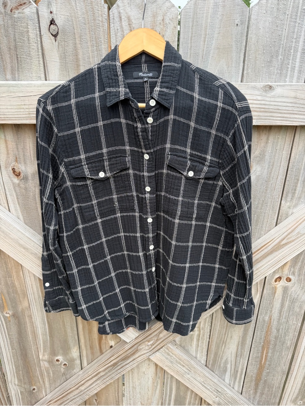 Madewell Black Windowpane Plaid Button-Down Shirt